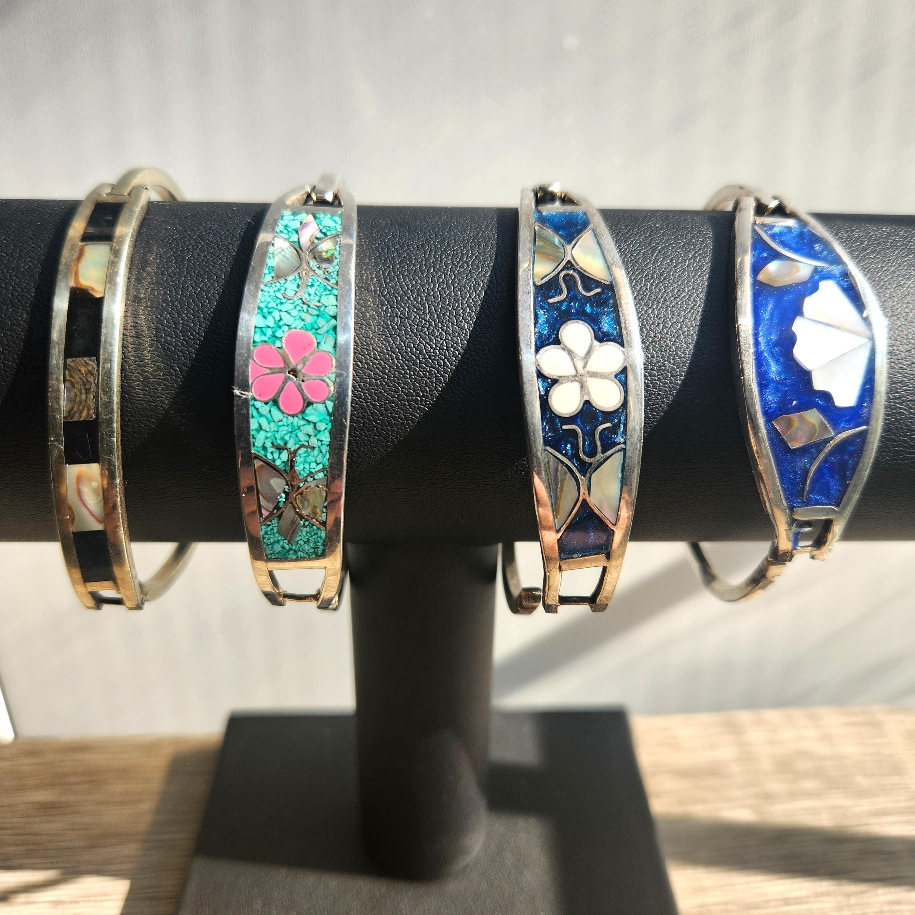 メキシコシルバー925ブレスレットソリッドバングル