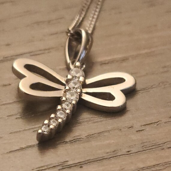 Solid 925 Sterling Silver Dragonfly 18" Necklace … - image 1