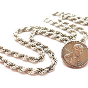 Sterling Silver Diamond Cut Rope Chain 20&quot; Necklace