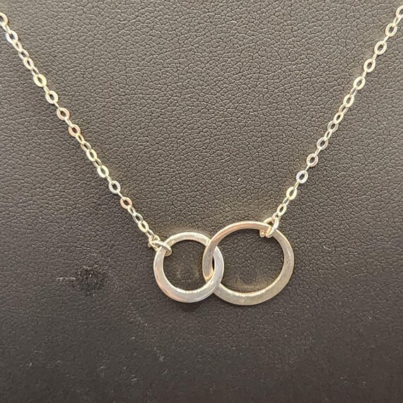 Solid 925 Sterling Silver Interlocking Circles Ne… - image 3