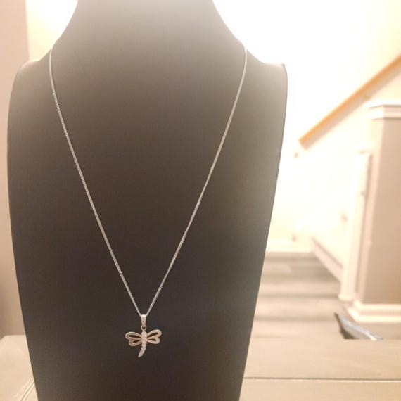 Solid 925 Sterling Silver Dragonfly 18" Necklace … - image 2