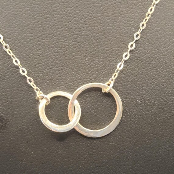 Solid 925 Sterling Silver Interlocking Circles Ne… - image 1
