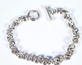 925 Sterling Silver Vintage C Z Heavy Cable Link Bracelet 8.75” - Etsy