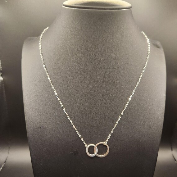 Solid 925 Sterling Silver Interlocking Circles Ne… - image 2