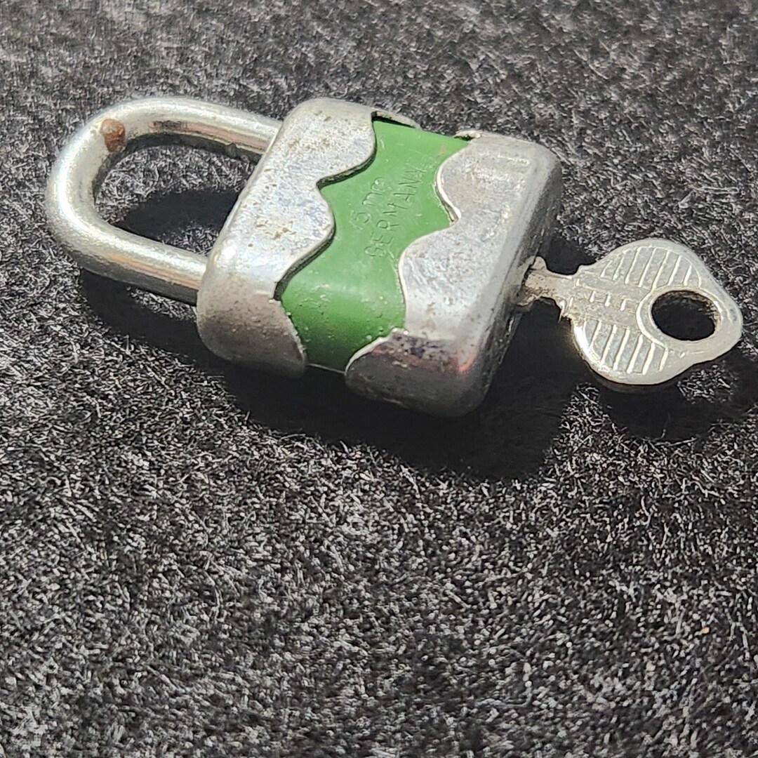 Greem Lock Tiny Green Lock Marked Germany 15mm With Key VINTAGE - Etsy