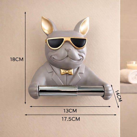 フレンチブルドッグのトイレットペーパーホルダー - 面白いバスルーム