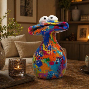 Farbenfrohe Pop-Art-Skulptur, moderne Wohndekoration, abstrakte Kunst, einzigartige Regaldekoration, künstlerisches Geschenk