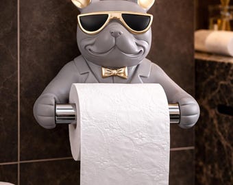 フレンチブルドッグのトイレットペーパーホルダー - 面白いバスルーム