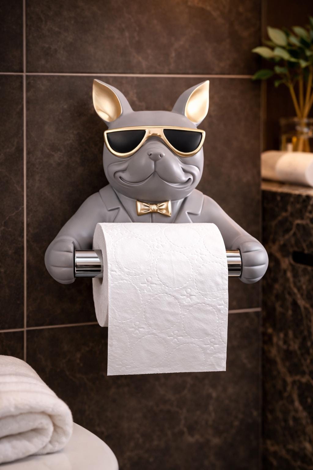 フレンチブルドッグのトイレットペーパーホルダー - 面白いバスルーム