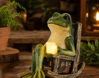 Solar Frog Garden Light Statue Outdoor Decor Frog Lantern Patio Decoration Mini Frog Figurine Yard Garden Light