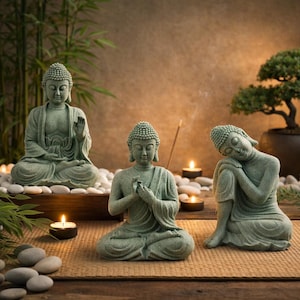 Buddha Statue Zen Decor, Meditation Sculpture for Calm Space, Relaxing Home Decor, Spiritual Gift, Yoga Room Decoration