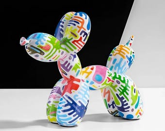 Balloon Dog Sculpture Pop Art – Modern Resin Dog Statue – Colorful Home Decor Accent – Contemporary Living Room Gift Idea