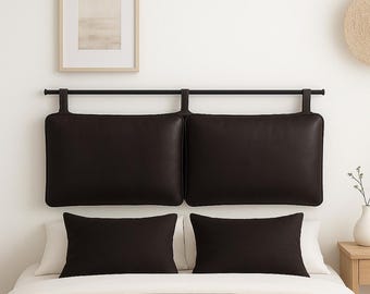 Moroccan Boho Leather Headboard – Handcrafted Artisan Wall-Mounted Hanging Piece  - Unstuffed Cover Only