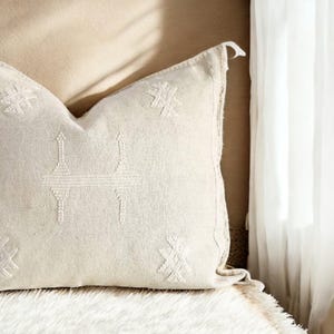 Moroccan Cactus Silk Pillow Cover - Handmade Cactus Silk Pillow Cushion - Boho Throw pillow case - Handwoven Sabra Silk Cushion