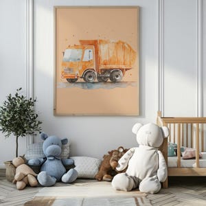 Cuadro de pared póster infantil camión naranja
