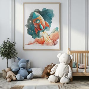 Mural infantil de cohetes
