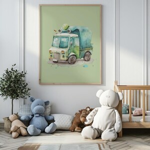 Póster infantil de pared Camión verde