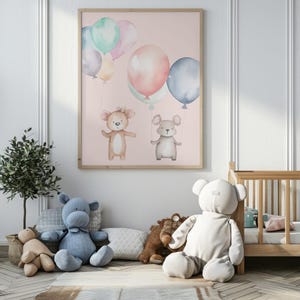 Póster infantil de pared osito de peluche con ratón