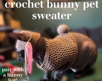 Crochet Bunny Rabbit Cat Sweater – Handmade Easter/spring Pet Clothing ...