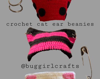 Crochet Cat Ear Beanies - Handmade Beanie Hats For Adults - Valentines/Birthday Gift Ideas