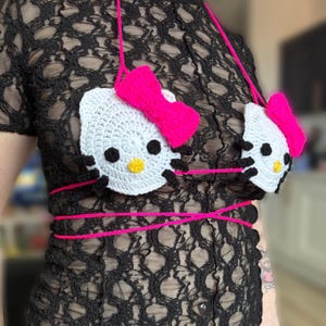 Virkad Rosett Kattunge Ansikte Bralette - Handgjorda Bikinitoppar, Micro-BH För Vuxna