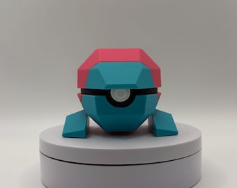 Porygon Inspired Pokéball | 3D Printed Pokémon Collectable | Virtual Pokémon Display Prop | Fan Made Gift
