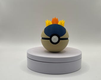 Cyndaquil Inspired Pokéball | 3D Printed Pokémon Collectable | Fire Type Starter Display Prop | Fan Made Gift