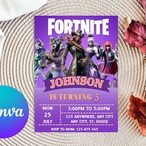 Fort Game Birthday Invitation Editable Birthday Invite download CANVA Birthday Party Template Video Game Birthday Gamer Card Gamer Party