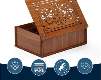 Wood (Hard MDF) Tea Storage Box Organizer (Brown), Eco-Friendly Multi-Functional Decorative Box