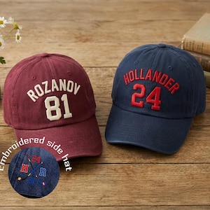 Embroidered Team Hollanov Hat, LGBT Hockey Romance Hat, Heated Rivalry Fan Gift, Movie Inspired Hat, Hollander Rozanov Hockey Romance