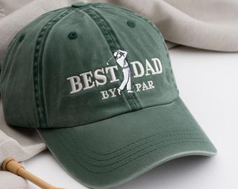 Best Dad By Par Golf Gift, Embroidered Dad Golf Rope Hat, Christmas Gift Dad Golf,Dad Birthday Golf Gift, Pregnancy Announcement New Dad Hat