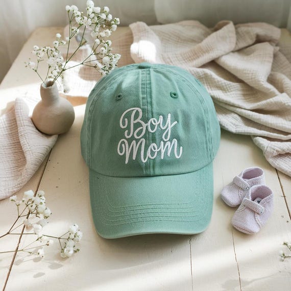 Embroidered Boy Mom Hat: Washed Cotton Twill Cap