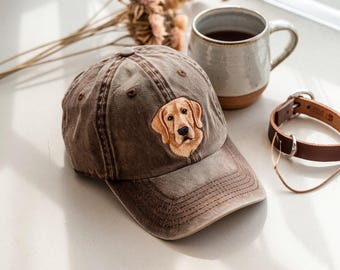 Custom Pet Portrait Embroidered Hat: Personalized Dog & Cat Lover Gift