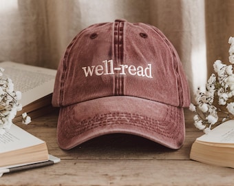 Embroidered Well-Read Washed Cap: Book Lover Gift