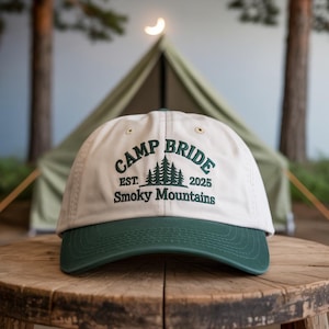 Camp Bride Embroidered Hat: Bachelorette Camping Cap, Smoky Mountains Wedding
