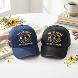 We The People Rainbow Pride Trucker Hat - Navy We the People Means Everyone LGBTQ Pride Rainbow American  main image 3