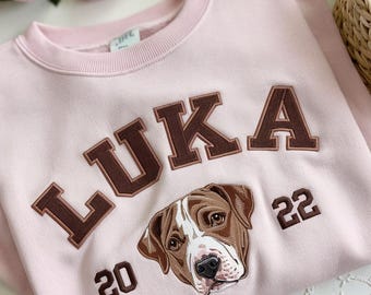 Embroidered Pet Portrait Sweatshirt: Custom Dog Memorial Gift