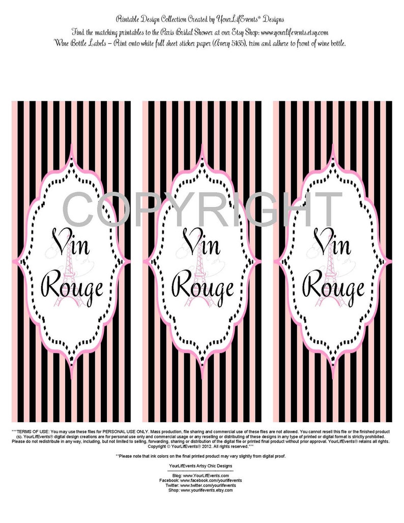 Bridal Shower PRINTABLES Paris Themed Instant Download DIY Printable Bridal Shower PRINTABLES Paris Themed Instant Download DIY Printable