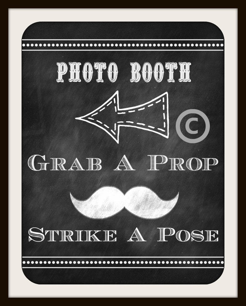 Wedding Sign / Photo Booth / Chalkboard Wedding Sign / Instant Download / Grab A Prop Strike A Pose Printable image 3