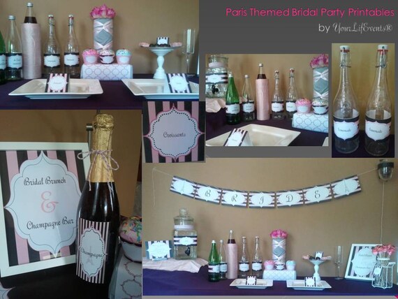 Bridal Shower PRINTABLES Paris Themed - Instant Download DIY Printable Bottle Labels Il_570xn