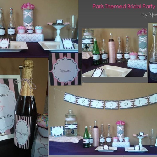 Bridal Shower PRINTABLES Paris Themed - Instant Download DIY Printable Bridal Shower Collection