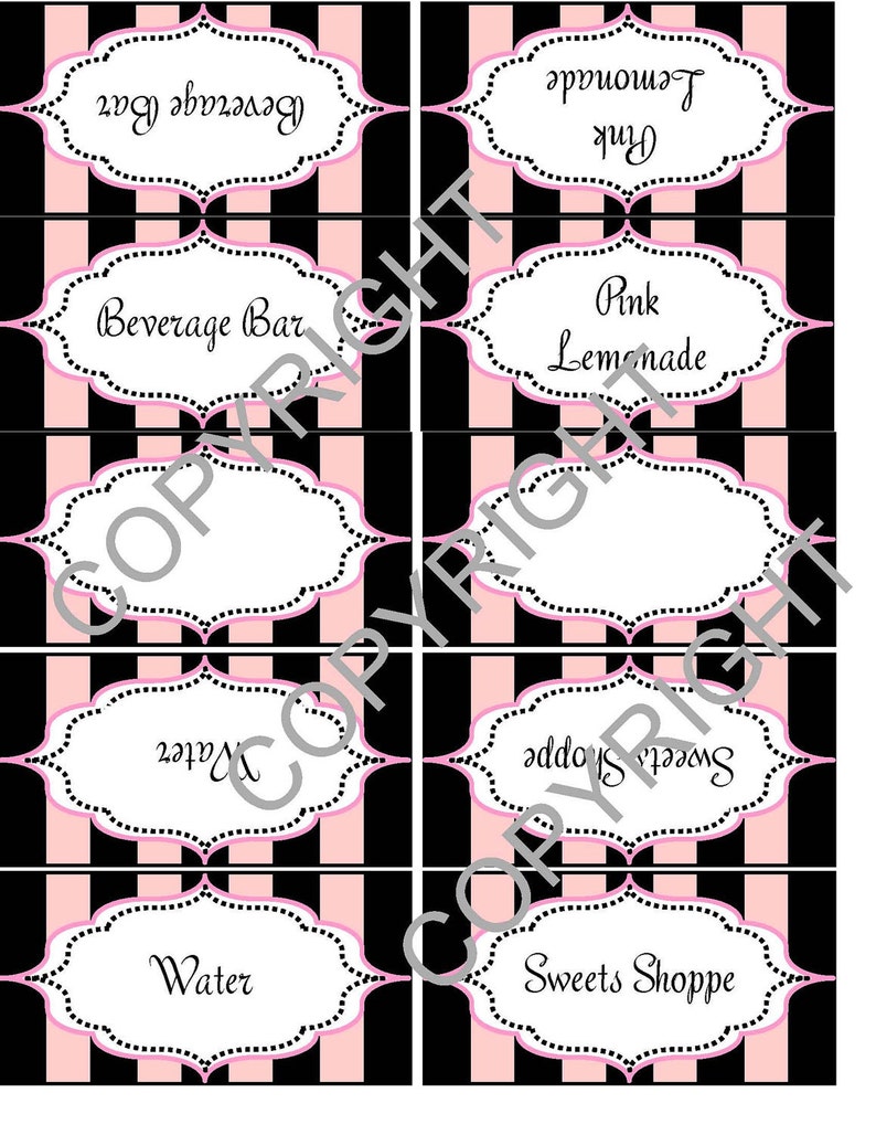 Bridal Shower PRINTABLES Paris Themed Instant Download DIY Printable Tent Cards image 5