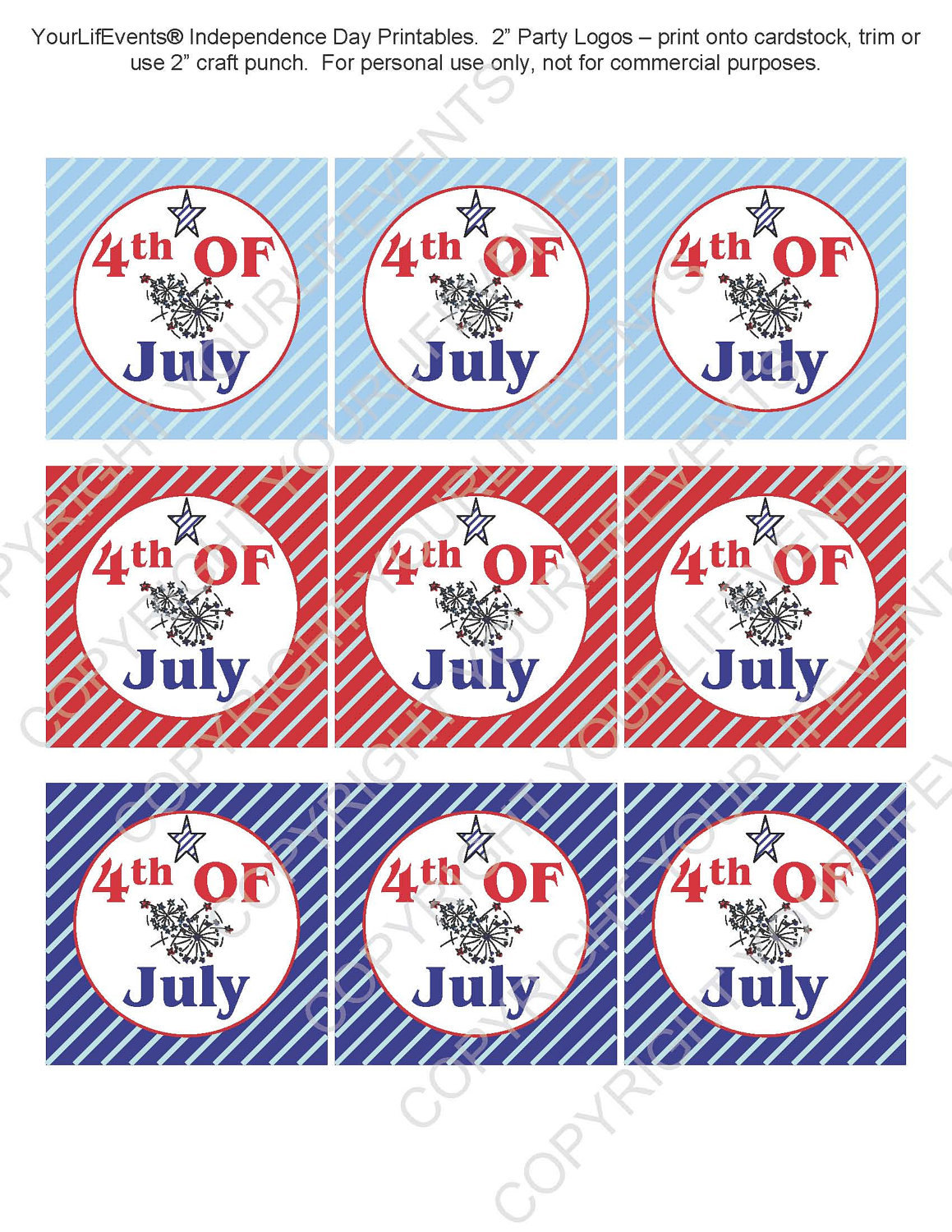 4th of July Printables / Instant Download Independence Day Party Tags ...