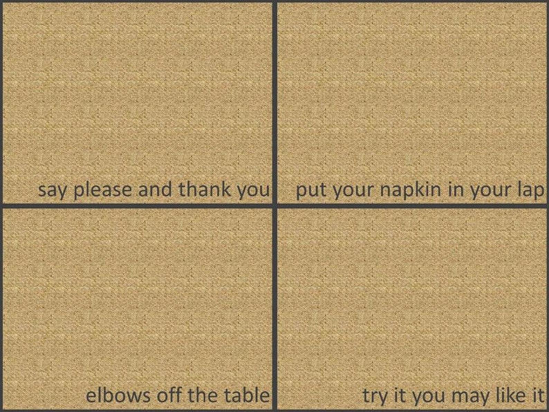 Mind Your Manners Placemats / Printable Disposable Placemats / Instant Download Party Graphics DIY Printable Placemats image 1