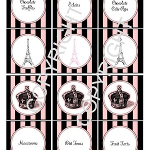 Bridal Shower PRINTABLES Paris Themed Instant Download DIY Printable Cupcake Toppers Party Circles image 4