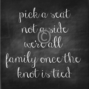 Wedding Sign / Reception Sign / Chalkboard Wedding Sign / Instant Download / Pick A Seat Not A Side Printable