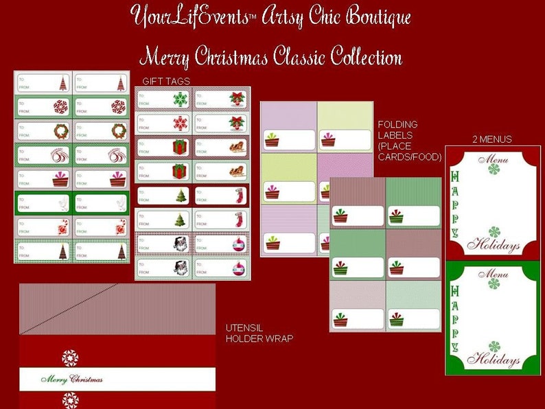 Merry Christmas Classic Design Collection DIY Printables image 2