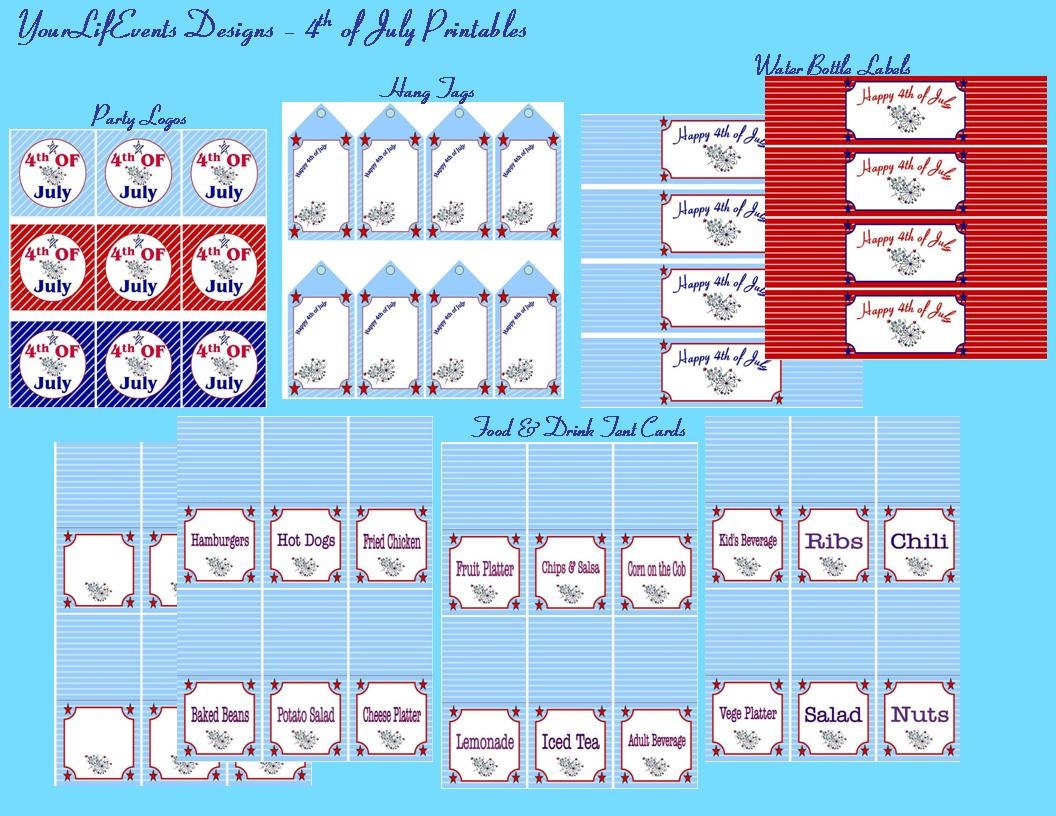 4th of July Printables / Instant Download Independence Day Party Tags ...