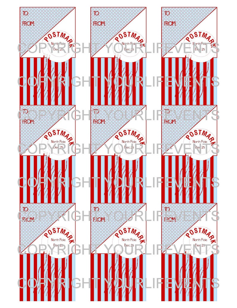 Vintage Style Holiday Christmas Gift Tags / Instant Download Red & Aqua Holiday Printable Gift Tags image 1