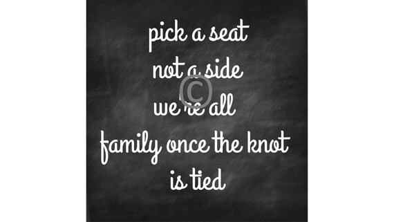 Wedding Sign / Reception Sign / Chalkboard Wedding Sign / Instant Download / Pick A Seat Not A Side Printable Il_570xn